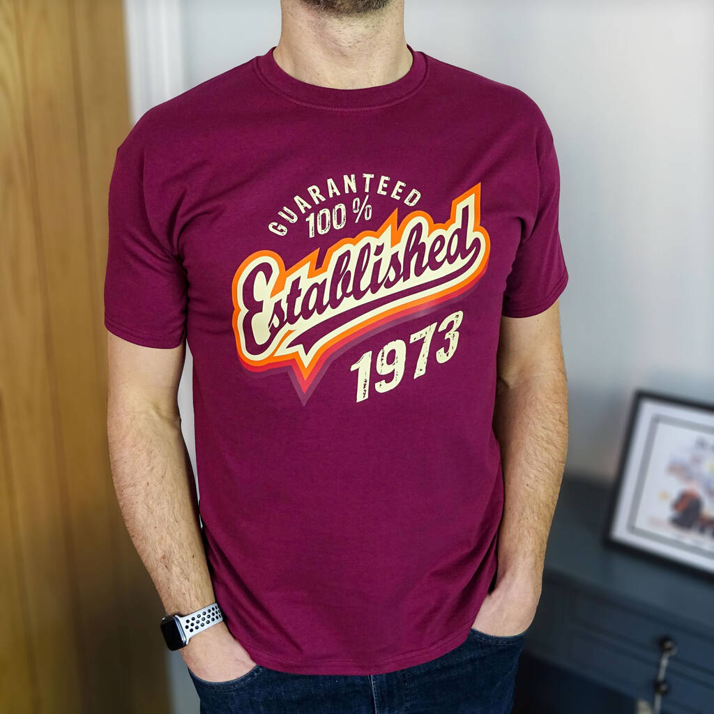 'Established 1973' 50th Birthday Gift T Shirt, 1 of 10