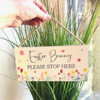 Easter Wooden Bunny Stop Here Sign, 3 of 3