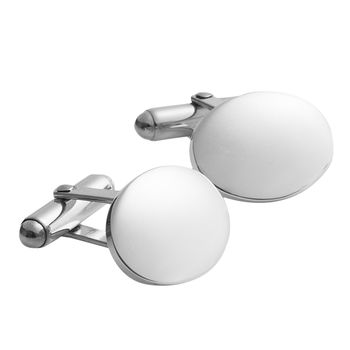Domed Oval Sterling Silver Hinged Cufflinks, 7 of 8
