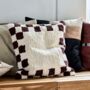 Chess Cushion Cover In Brown Off White 50x50cm, thumbnail 1 of 4