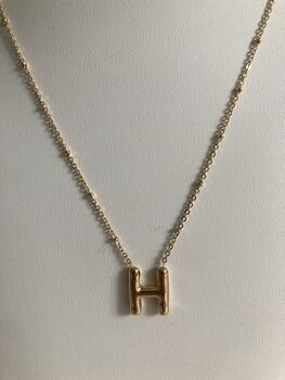 18k Gold Plated H Initial Pendant Necklace, 3 of 4