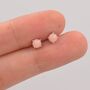 Sterling Silver Pink Opal Tiny Stud Earrings, thumbnail 5 of 12