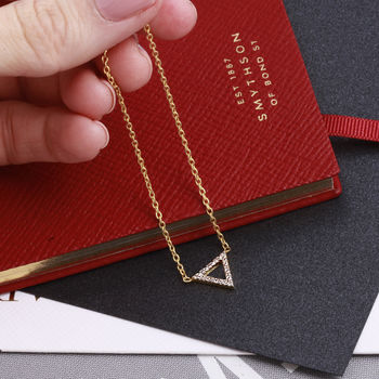 Pave Diamond Triangle Necklace, 2 of 7