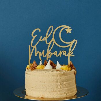 Eid Mubarak Gold Mirror Acrylic Cake Topper, 2 of 3