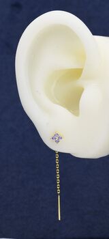 Sterling Silver Purple Hydrangea Flower Cz Threader Earrings, 11 of 11