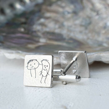 Personalised Childs Drawing Silver Square Cufflinks, 3 of 4