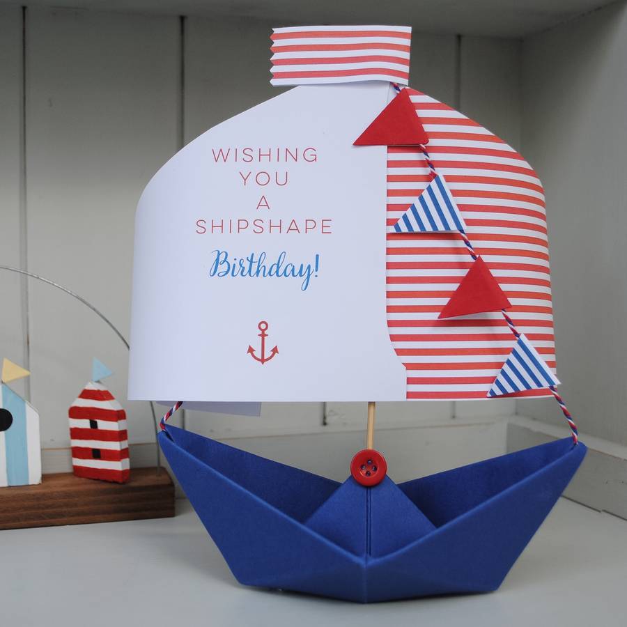 Shipshape Birthday Paper Boat Card By The Little Boathouse ...