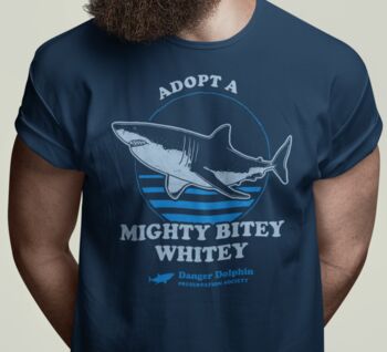 Funny Shark T Shirt, Adopt A Mighty Bitey Whitey, 2 of 7
