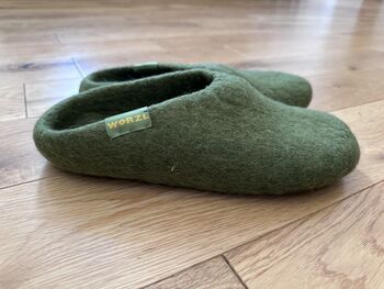 Green 100% Wool Indoor Slippers Made In Nepal, 6 of 6