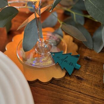 Personalised Christmas Table Decoration Wine Glass Charm, 2 of 6
