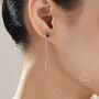Black Star Bezel Cz Crystal Threader Earrings, thumbnail 1 of 10