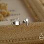 Key And Lock Mismatched Stud Earrings Sterling Silver, thumbnail 1 of 12