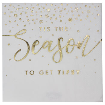 Gold Foiled Tis The Season To Get Tipsy Paper Napkins, 2 of 3