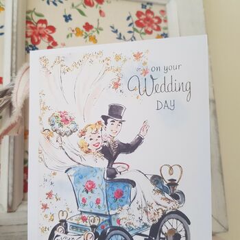 Wedding Day Vintage Style Greetings Card, 5 of 5