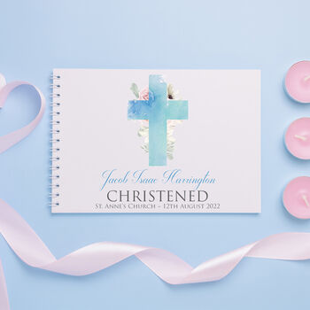 Personalised Christening Cross Guest Book, 2 of 4