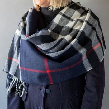 Merino Wool Check And Plain Extra Wide 70cm Scarves, 2 of 12
