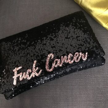 Black Or Navy Sequin Personalised Slogan Clutch, 5 of 9