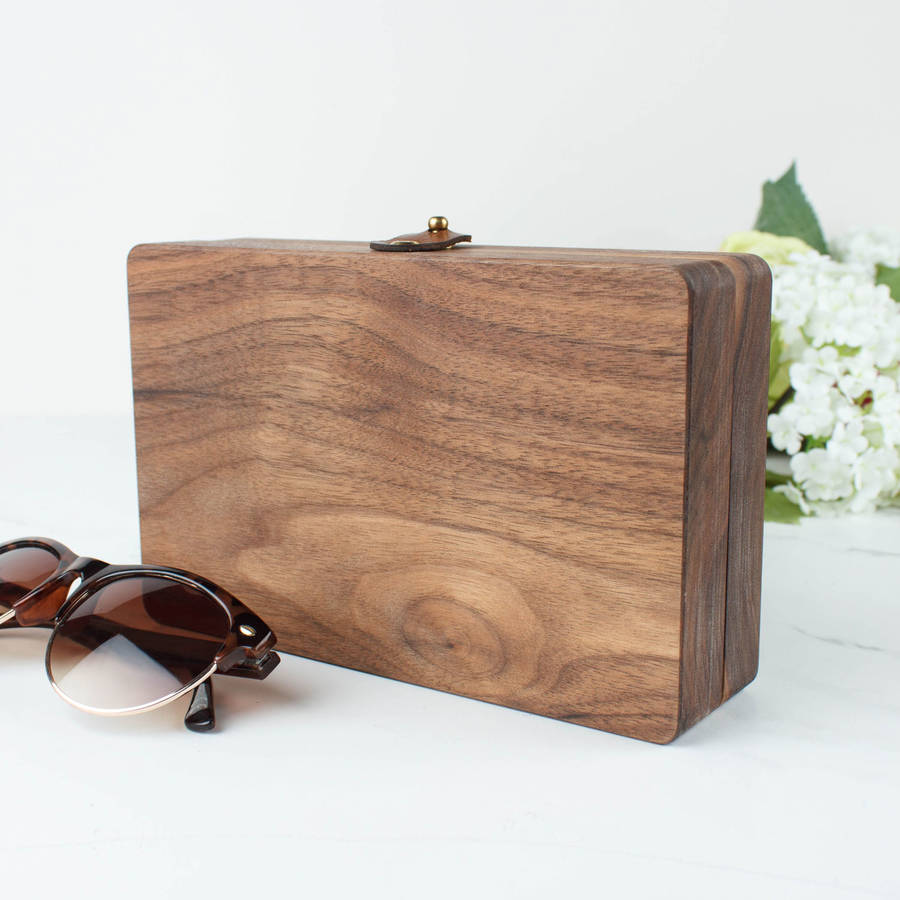 Original Personalised Wood Clutch Hinge Bag 