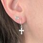 Sterling Silver Cross Hoop Earrings, thumbnail 1 of 2