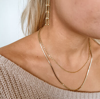 Simple Gold Plated Chain Necklace Set, 2 of 4