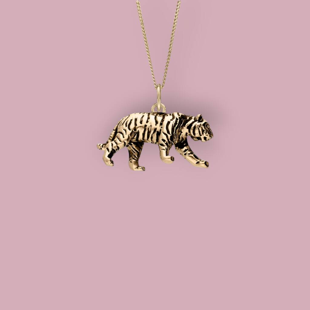 Tiger Necklace In 18ct Gold Plated Sterling Silver By Songs of Ink and