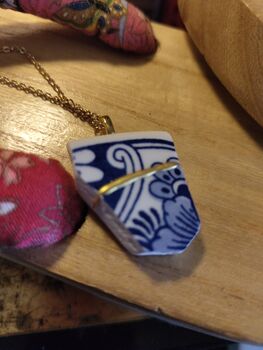 Delft Blue Kintsugi Necklace, 2 of 3
