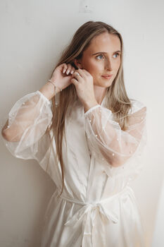 Satin Pearl Bridal Robe Bride Robe, 5 of 9