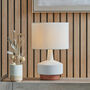 White And Wood Effect Textured Ceramic Table Lamp, thumbnail 1 of 8