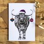 Water Buffalo With Baubles Christmas Greetings Card, thumbnail 2 of 4