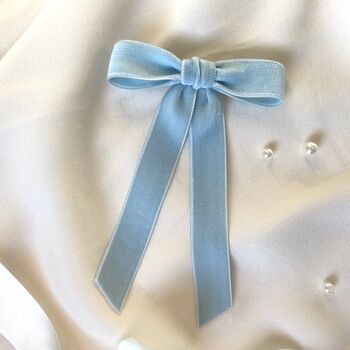 'Something Blue' Velvet Bridal Hair Bow, 2 of 5
