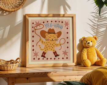 Yeehaw Western Print, Cowboy Cat, Nursery Print, 6 of 10