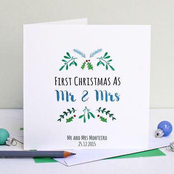 Personalised 'Mr And Mrs' First Christmas Card, 4 of 4
