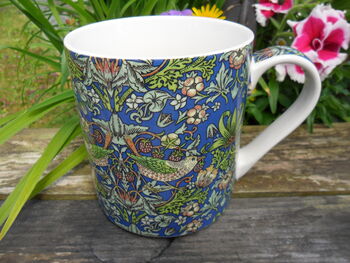 Jumbo Mug In William Morris Blue Strawberry Thief Design, 2 of 8