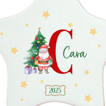 Personalised Christmas Star Bauble With Initial And Santa Keepsake Gift, 3 of 5