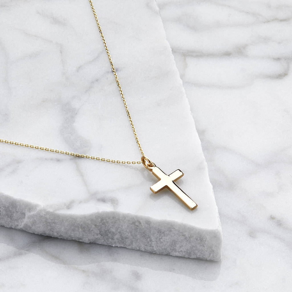 14K Gold Plated Girls Horizontal Cross Necklace for First Communion –  Cherished Moments Jewelry