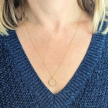 'The Circle' Clear Quartz April Birthstone Necklace, Gold Plated, 3 of 7