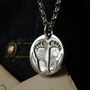Round Personalised Silver Handprint Footprint Necklace, thumbnail 1 of 6