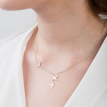 Three Swallow Necklace | 925 Sterling Silver, 3 of 8
