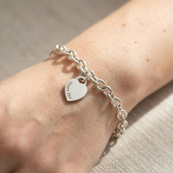 Tiny Heart Tag Personalised Silver Charm Bracelet, 3 of 7