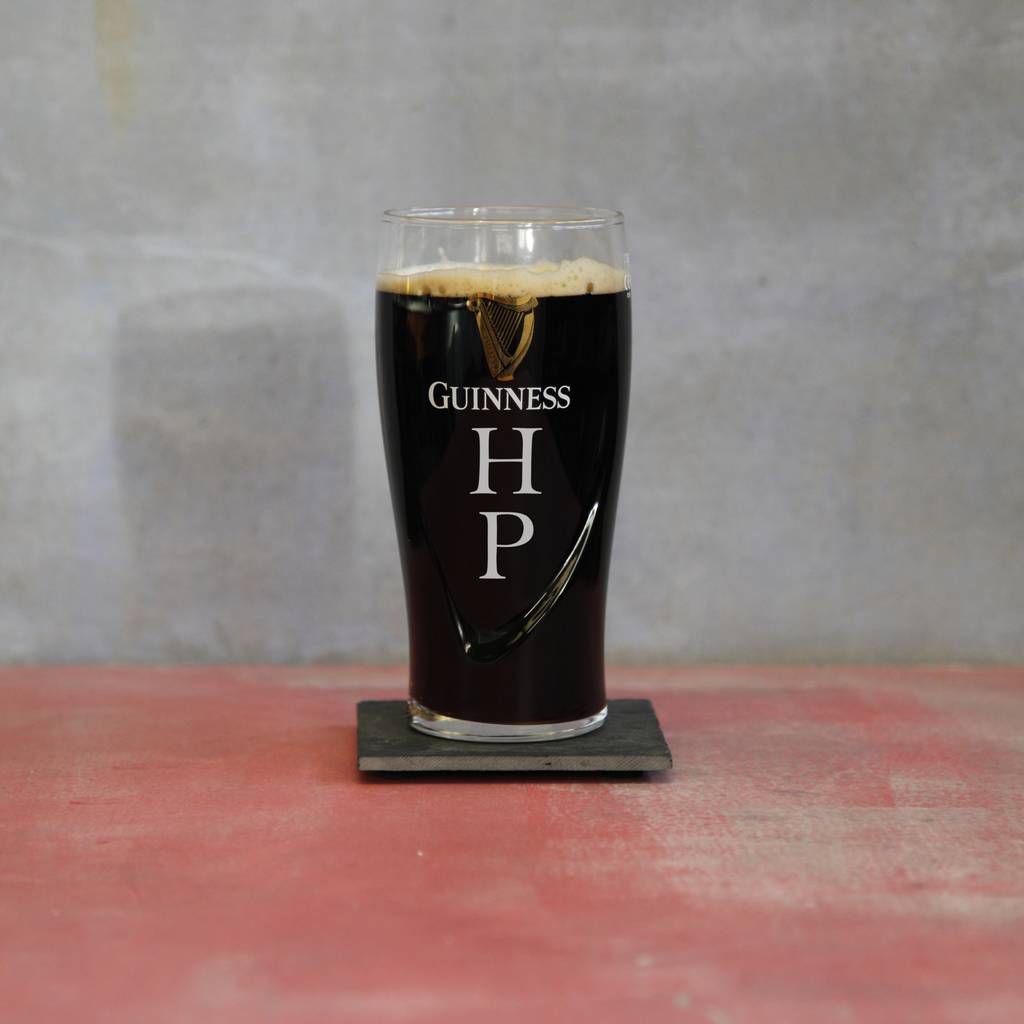personalised monogram guinness pint glass by the glass yard