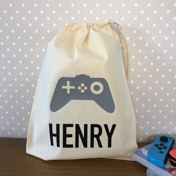 Personalised Gamer Drawstring Children's Storage Bag, 2 of 5