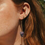 Gold Tone Raw Amethyst Crystal Earrings, thumbnail 2 of 3