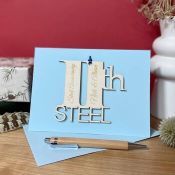 Personalised Wooden Keepsake Anniversary Meaning Card, 11 of 12