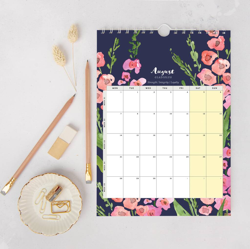 Personalised Birth Flower A Monthly Wall Calendar By Flourish Paperworks