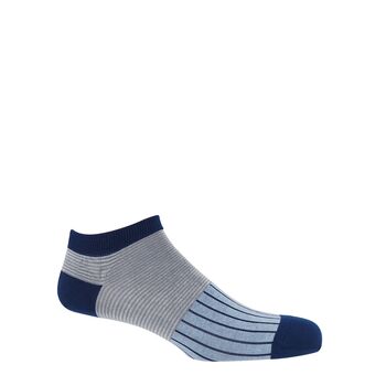 Oxford Stripe Blue/Burgundy Men's Trainer Socks Bundle, 2 of 7