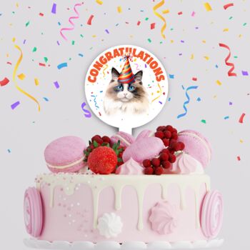 Personalised Cat In Party Hat Cake Topper, 6 of 12