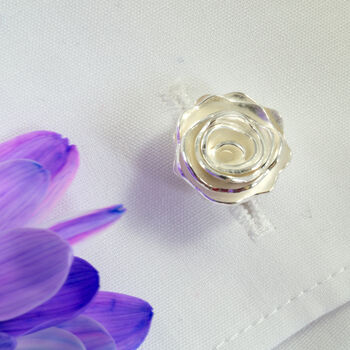 Sterling Silver Rose Cufflinks, 2 of 5