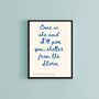 A4 Song Lyrics Print, Bob Dylan, Come In She Said I'll Give You Shelter From The Storm, thumbnail 2 of 5