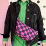Checkered Pink And Grey Sling Bag Waxed Cotton Bag, thumbnail 2 of 2