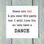 Roses Are Red And You Wear Big Pants Greetings Card, thumbnail 1 of 2